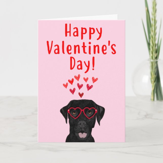 Black Labrador Retriever Valentine's Day Card (Front)