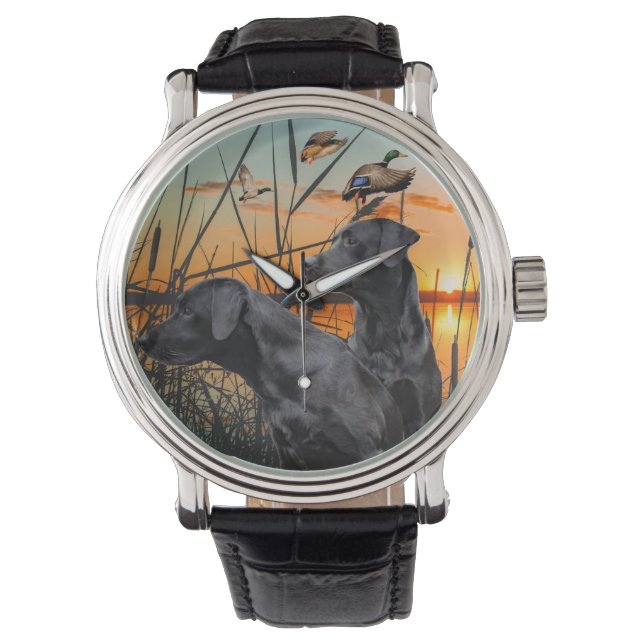 Black Labrador Retriever Watch, Duck Hunting Watch (Front)