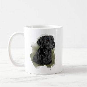 Black Labrador Retriever Watercolor Dog Portrait Coffee Mug