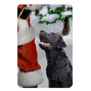 Black Labrador Retriever With Santa Christmas Magnet