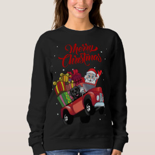 Black Labrador Retriever With Santa Claus In Red T Sweatshirt