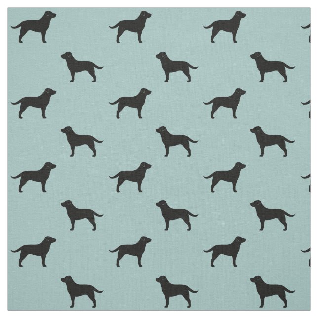 Black Labrador Retrievers Dog Silhouettes Pattern Fabric (Swatch)