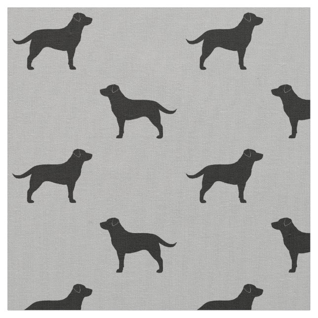 Black Labrador Retrievers Dog Silhouettes Pattern Fabric (Close Up)