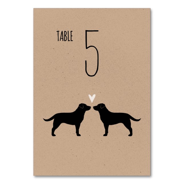 Black Labrador Retrievers Dogs Wedding Reception Table Number (Front)
