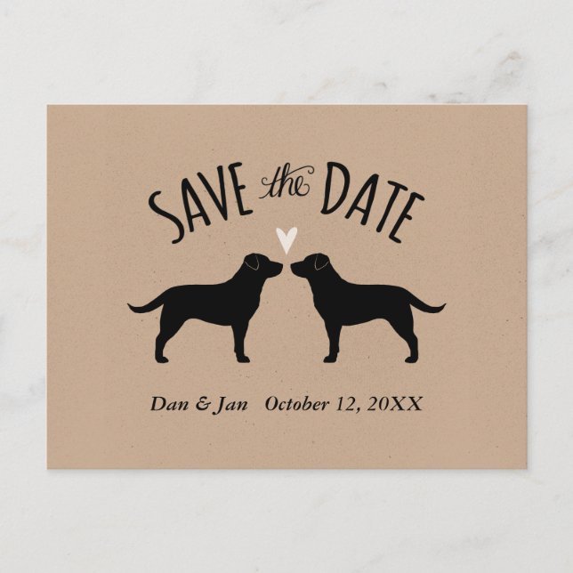 Black Labrador Retrievers Wedding Save the Date Announcement Postcard (Front)