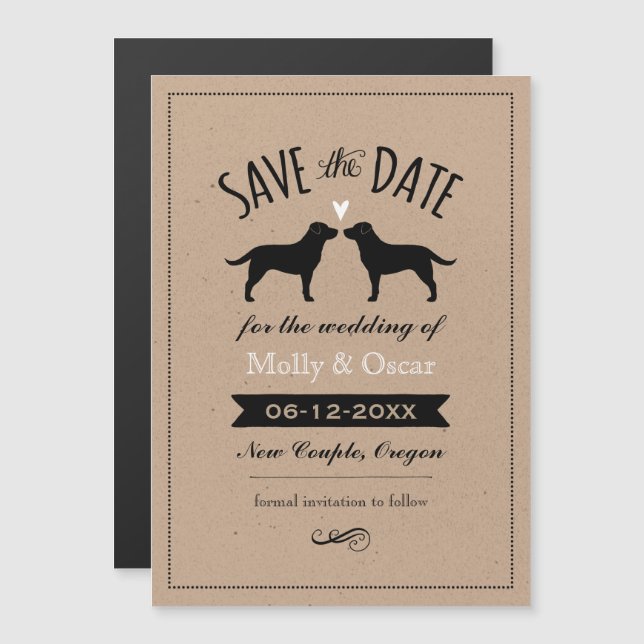 Black Labrador Retrievers Wedding Save the Date Magnetic Invitation (Front/Back)