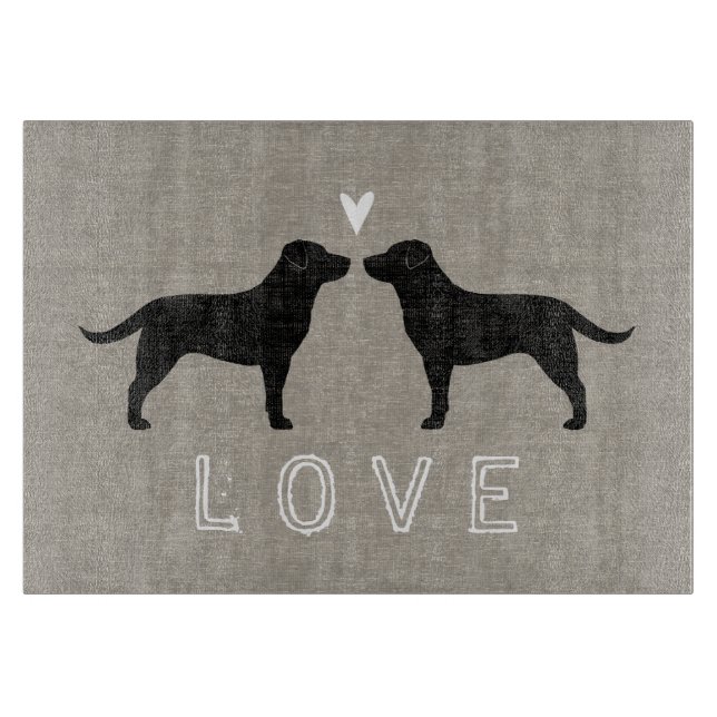 Black Labrador Retrievers with Heart and Love Cutting Board (Front)