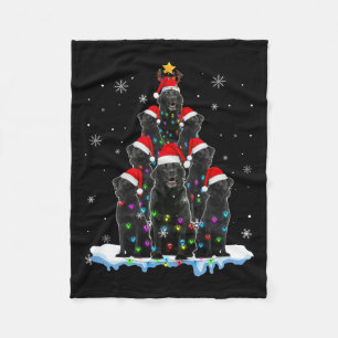 Black Labrador Santa Christmas Tree Lights Xmas Do Fleece Blanket