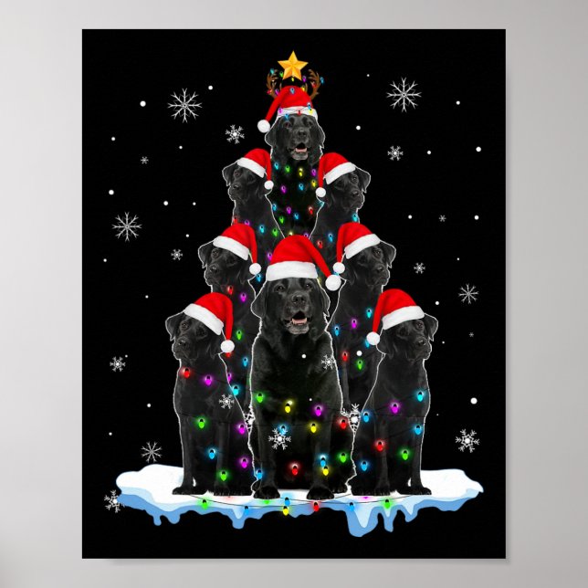 Black Labrador Santa Christmas Tree Lights Xmas Do Poster (Front)