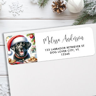 Black Labrador Santa Dog Christmas Return Address Return Address Label
