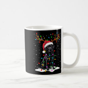 Black Labrador Santa Hat Reindeer Tree Lights Chri Coffee Mug