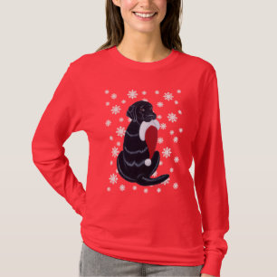 Black Labrador & Santa Hat Snowflake Christmas T-Shirt