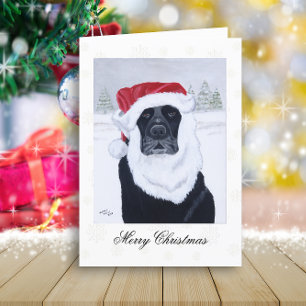 Black Labrador Santa Snow Christmas Holiday Card