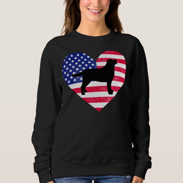 Black Labrador Silhouette And Us Heart Sweatshirt (Front)