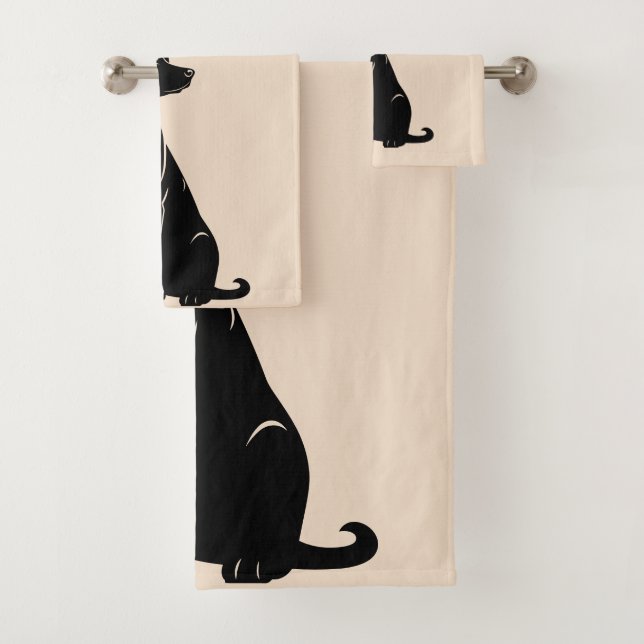 Black labrador silhouette illustration bath towel set (Insitu)