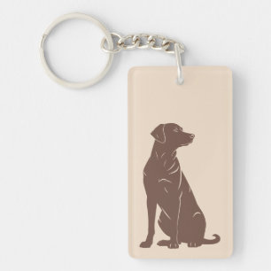 Black labrador silhouette illustration key ring
