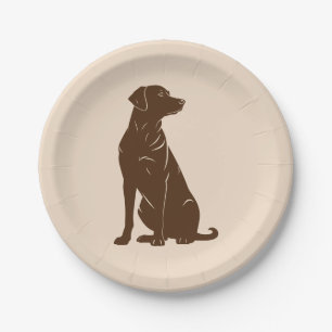 Black labrador silhouette illustration paper plate