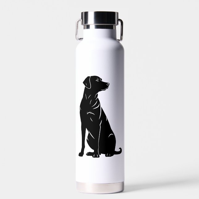 Black labrador silhouette illustration  water bottle (Front)