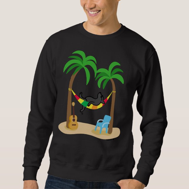 Black Labrador Sleeping In The Hammock Sweatshirt (Front)