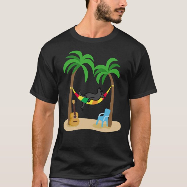 Black Labrador Sleeping In The Hammock T-Shirt (Front)
