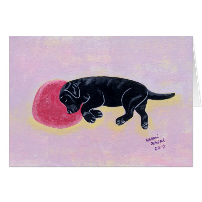 Black Labrador Sleeping Painting (Front Horizontal)