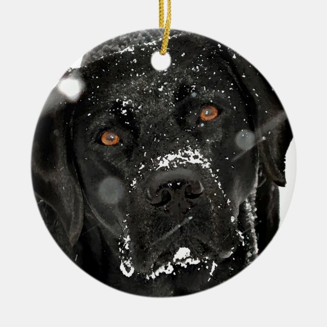 Black Labrador - Snow Globe Ceramic Ornament (Front)