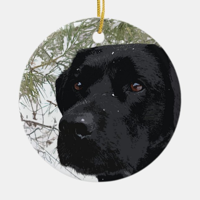 Black Labrador - Sparkling Pines Ceramic Tree Decoration (Front)