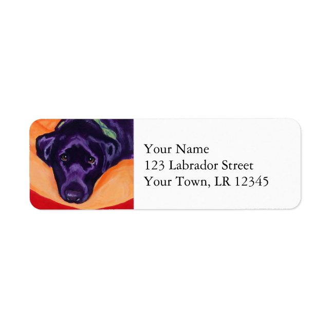 Black Labrador Staring Painting Return Address Label (Front)