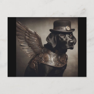 Black Labrador Steampunk Postcard