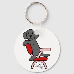 Black Labrador Student 3 Cartoon Key Ring