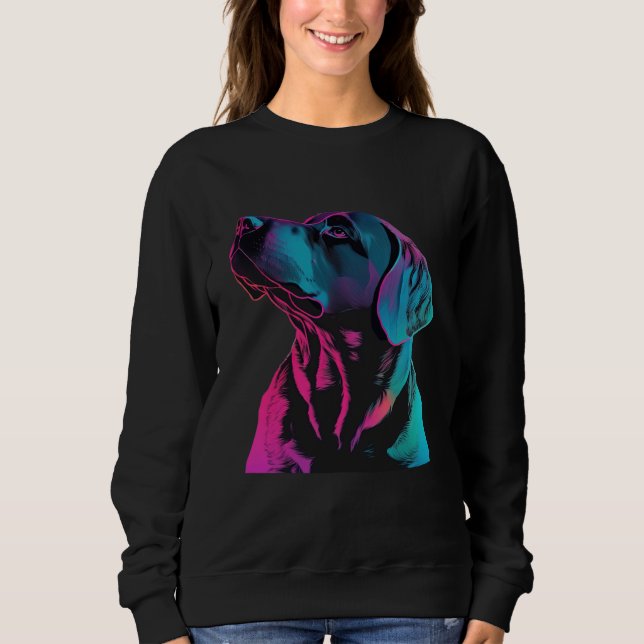 Black Labrador Synthwave 80s Retrowave Aesthetic Sweatshirt (Front)