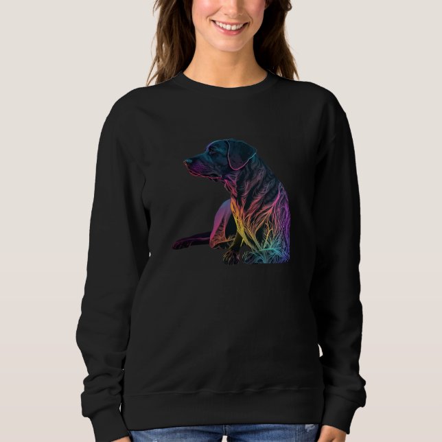 Black Labrador Synthwave 80s Retrowave Aesthetic   Sweatshirt (Front)
