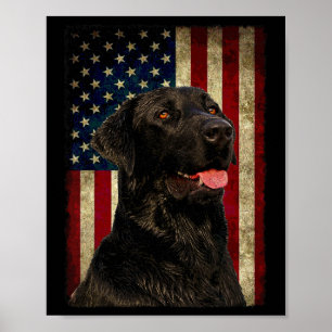 Black Labrador T Shirt Gift Usa Flag Lab Owner Duc Poster