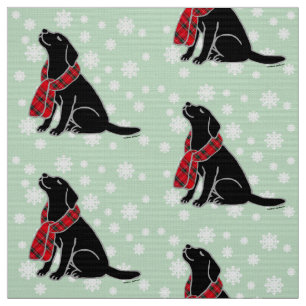 Black Labrador Tartan Scarf 2 Fabric