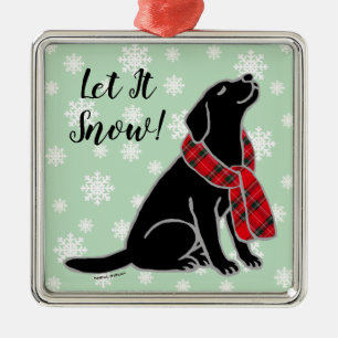 Black Labrador Tartan Scarf Ornament