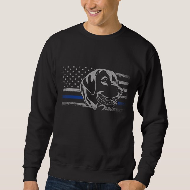 Black Labrador Thin Blue Line Police Dog Sweatshirt (Front)