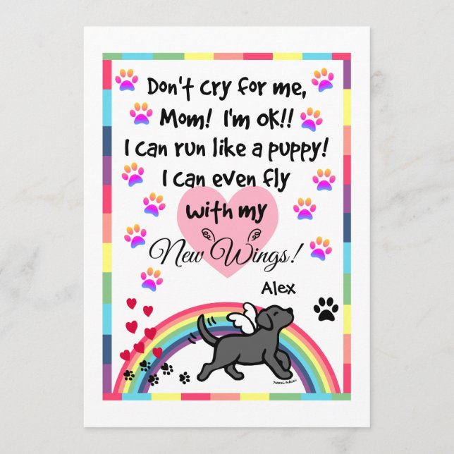 Black Labrador Trotting Memorial Card (Front)