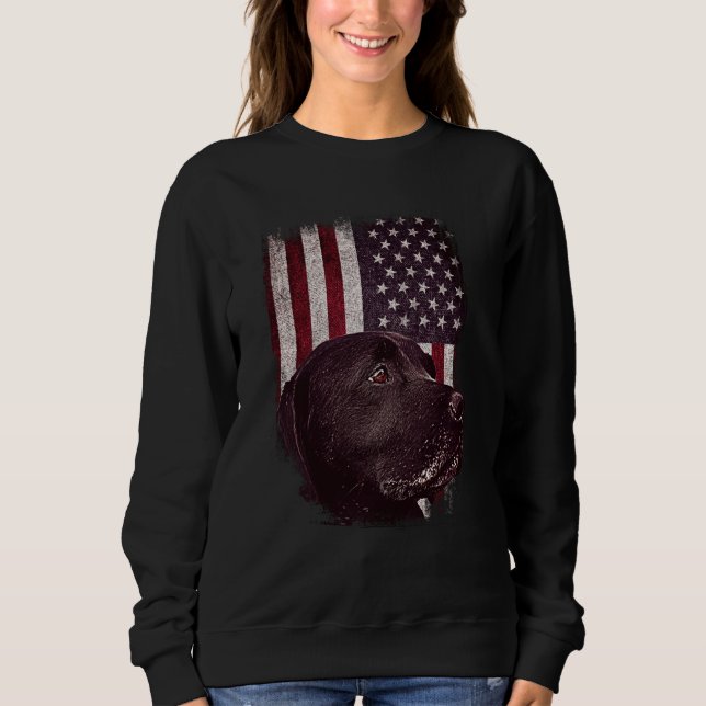 Black Labrador USA Flag Lab Dog Owner Sweatshirt (Front)