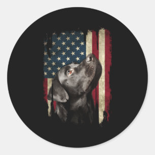 Black Labrador Usa Flag Lab Owner Duck Hunter Classic Round Sticker