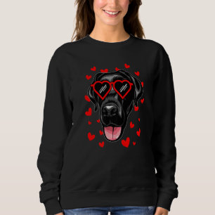 Black Labrador Valentines Day Dog Love Heart Glass Sweatshirt