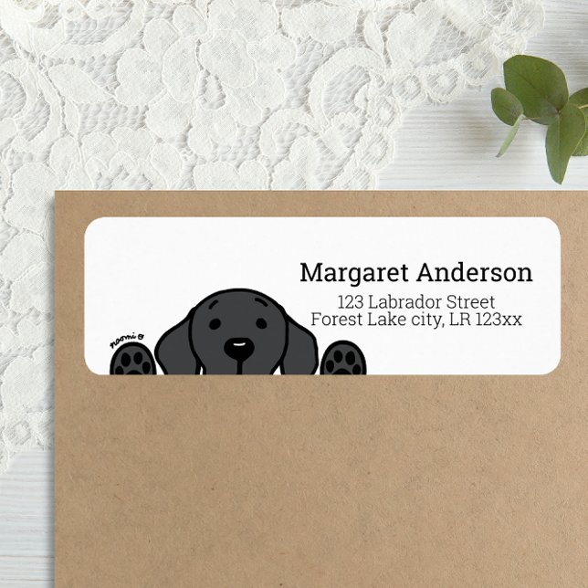 Black Labrador Watching Return Address Label (Black Labrador Cartoon Style Return Address Label for Black Labrador Owners.)