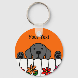 Black Labrador watching you Key Ring