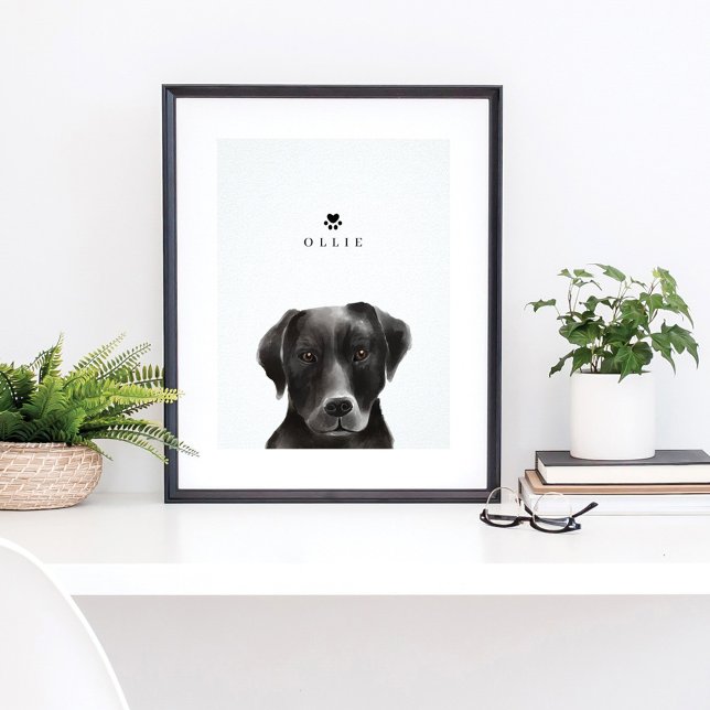 Black Labrador Watercolor Illustration Dog's Name Poster (Creator Uploaded)