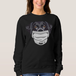 Black Labrador Wearing A Face Mask Sweatshirt