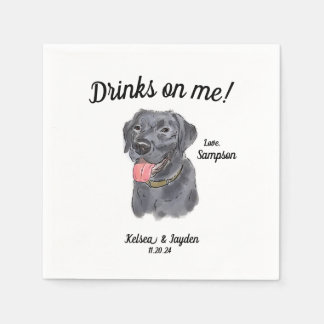 Black Labrador Wedding Cocktail Napkin