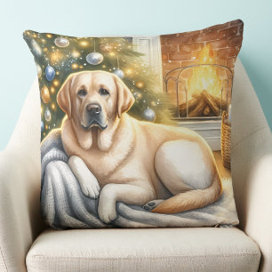 Black Labrador - Winter Scene - Snow Dog Cushion