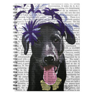 Black Labrador With Blue Fascinator Notebook