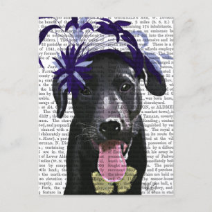 Black Labrador With Blue Fascinator Postcard