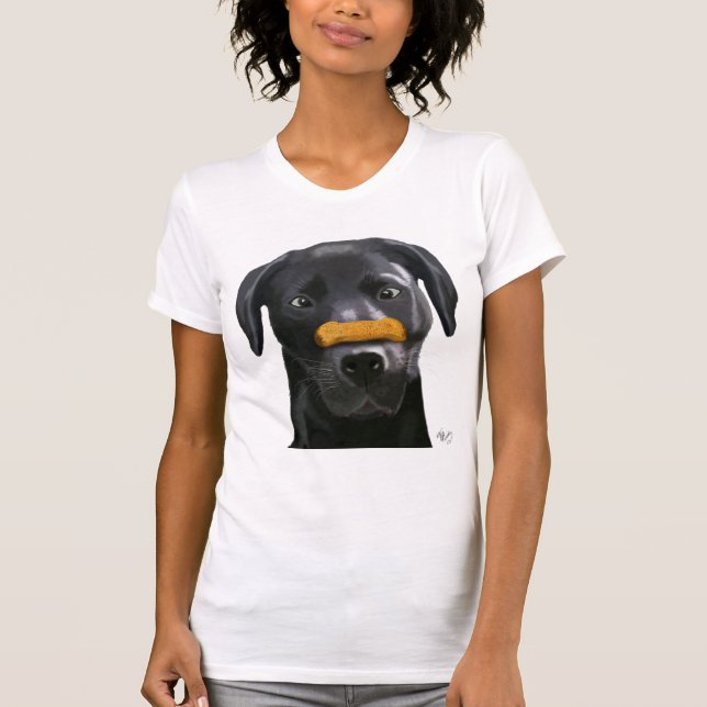 Black Labrador With Bone on Nose 2 T-Shirt (Front)