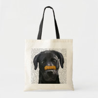 Black Labrador With Bone on Nose